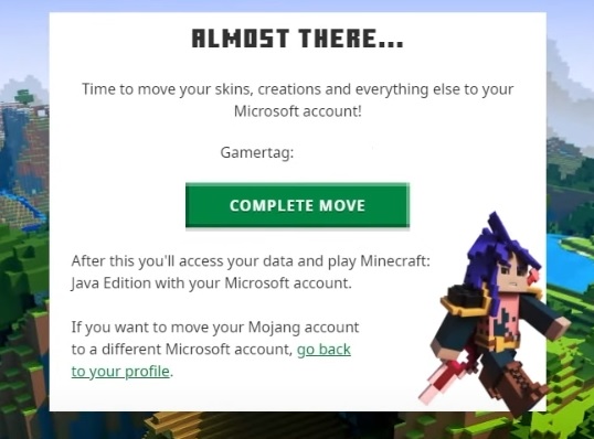 Migrate Mojang account to Microsoft