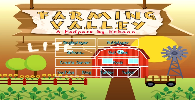 Main Menu of the Farming Valley Minecraft Modpack