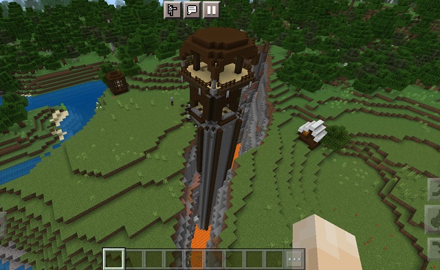 ด่าน Pillager ใน Lava Ravine ใน Minecraft Pocket Edition Seeds