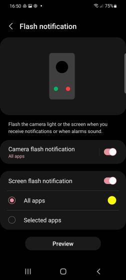 screen flash notification