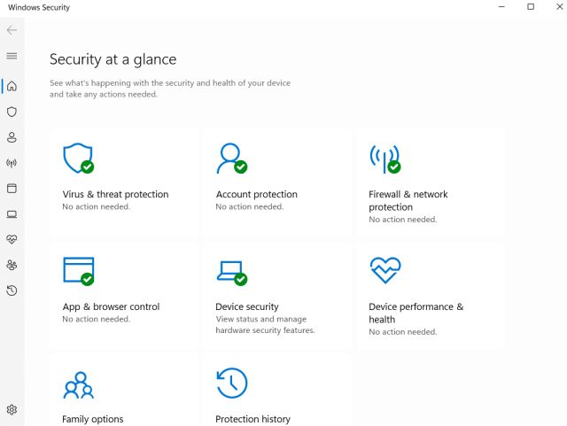 windows 11 security and health settings