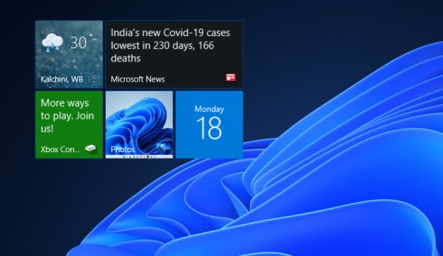 Get Live Tiles on Windows 11 (October 2021)