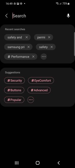 search suggestions One Ui 4 