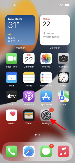 Settings app iPhone