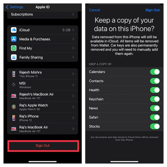 Sign Out of Apple ID and Sign Back In