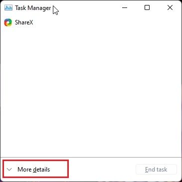 collapsed task manager