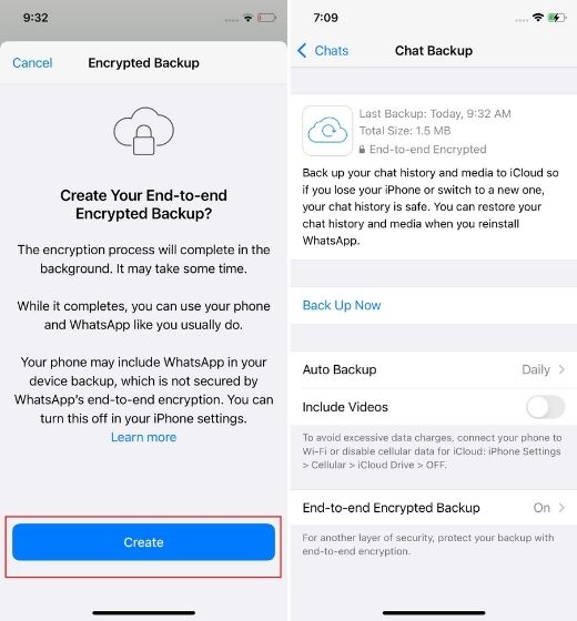 Turn on End-to-End Encrypted WhatsApp Chat Backups on iPhone