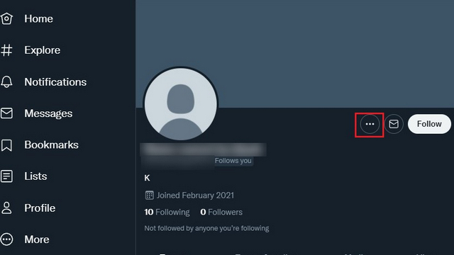 access twitter three dots menu from profile