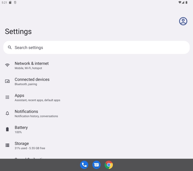 android-12L-taskbar-and-settings-app