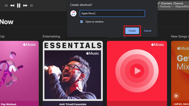 create shortcut - install Apple Music on Windows 11