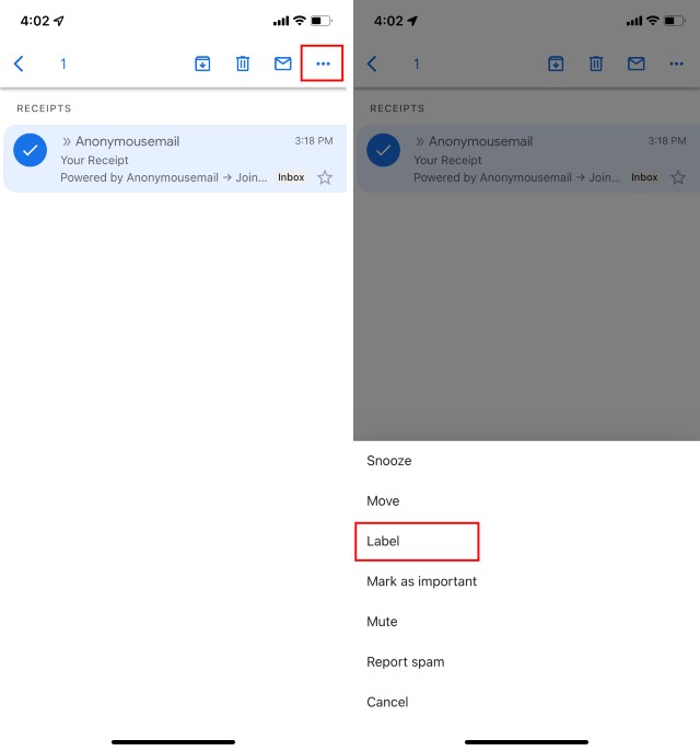 apply labels to email in gmail app iphone
