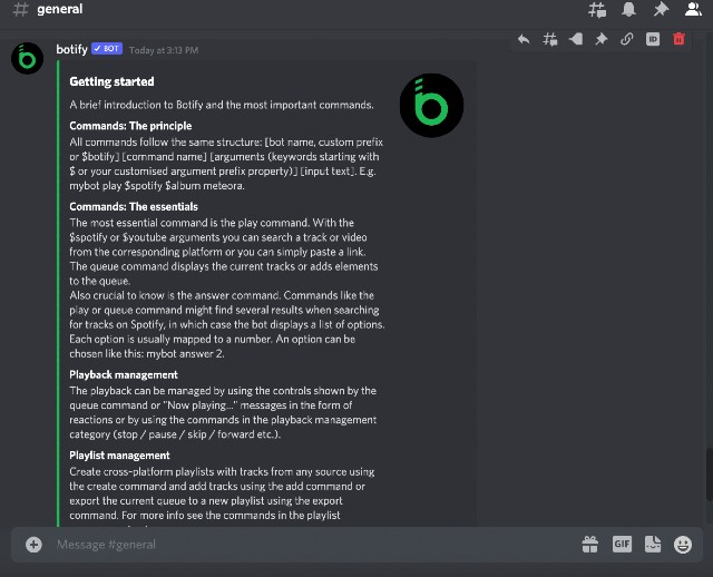 botify music bot running in discord server