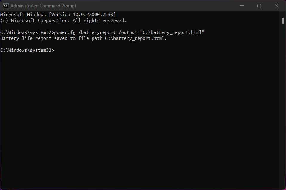 cmd command to generate battery health report of windows 11 laptop