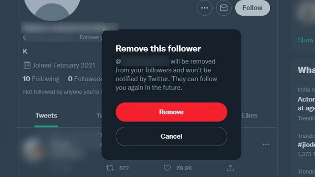 confirm removing follower