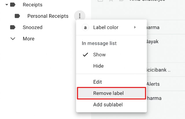 How to remove a folder Label 