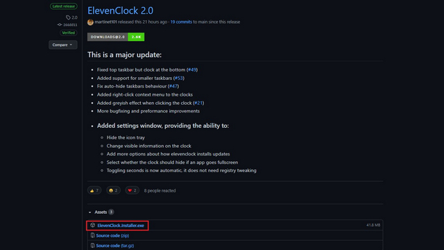 instal the new ElevenClock 4.3.0