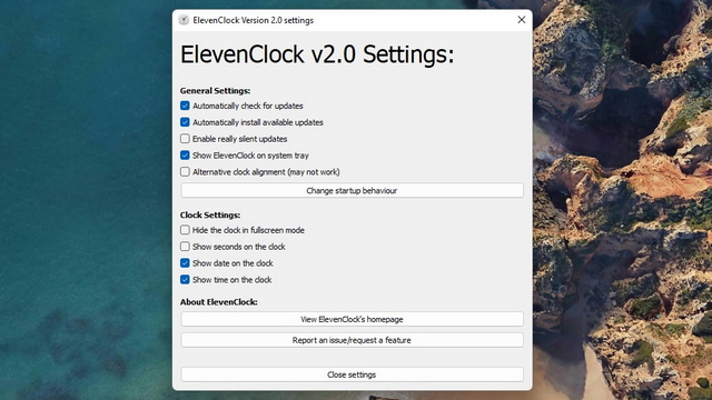 elevenclock settings