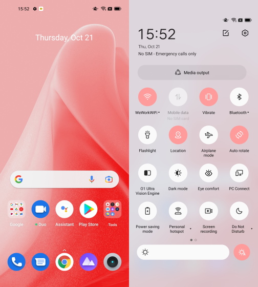 home screen and quick access