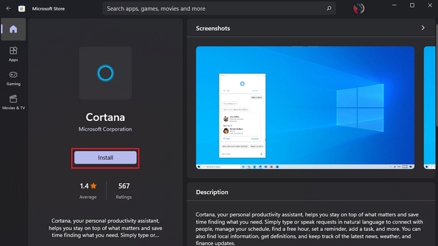 install cortana windows 11