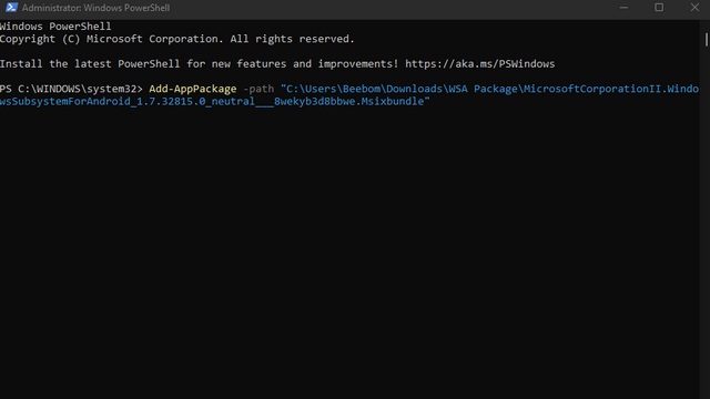 install msix with powershell