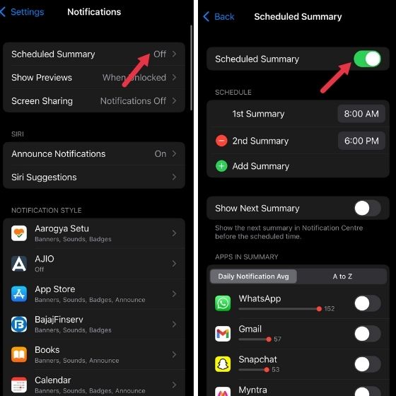 Enable Scheduled Summary