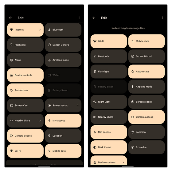 rearrange wifi and mobile data toggle