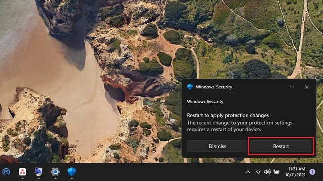 reinicie o win11 após desativar o vbs no Windows 11