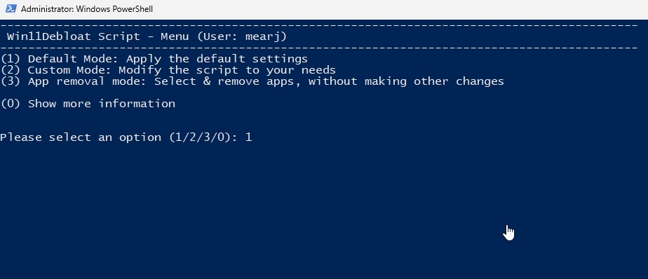 run windows 11 debloater script (2)