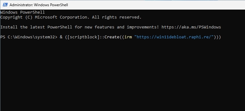 run windows 11 debloater script