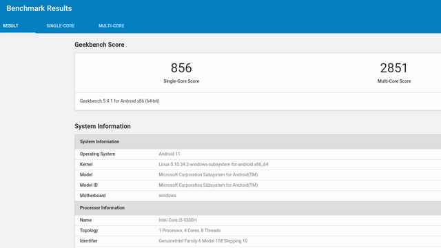 wsa geekbench