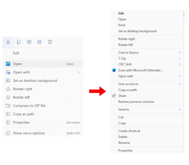 The Difference Between the New and Old Context Menu