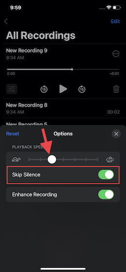 Adjust playback speed of a voice memo on iOS 