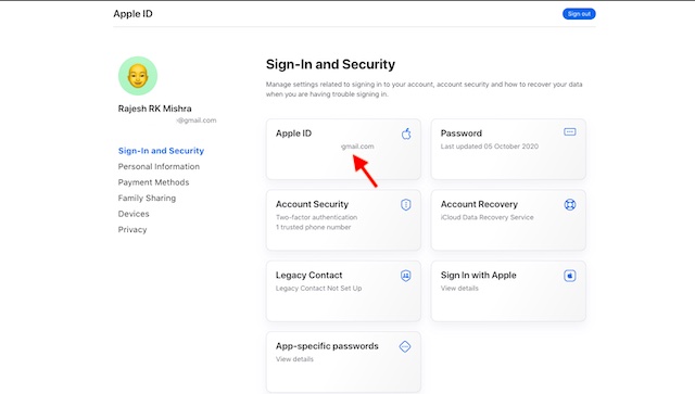 Click Apple ID setting on the iCloud.com - Change your Apple ID Phone Number