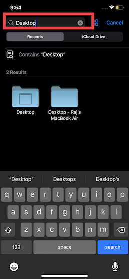 Control F in Apple Files app on iPhone and iPad