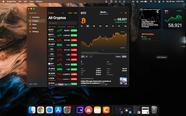 Crypto Pro widget for Mac 