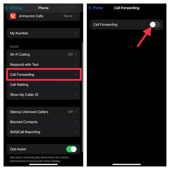 Disable Call forwarding on iPhone