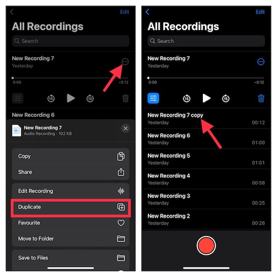 Duplicate Voice Memos on iPhone and iPad 