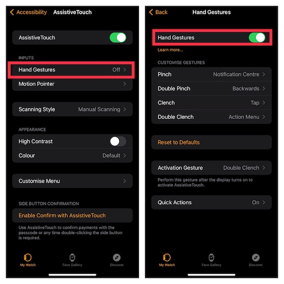 Enable AssistiveTouch Hand Gestures  on Apple Watch 