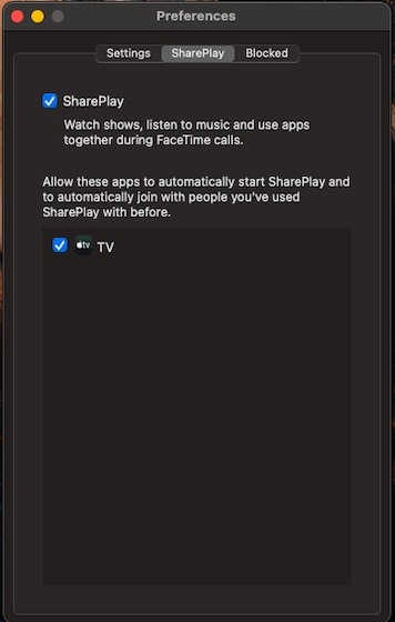 Enable FaceTime SharePlay on Mac 