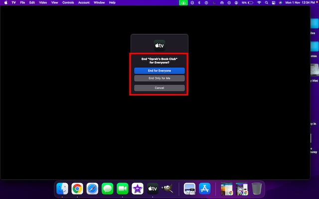 End SharePlay in FaceTime