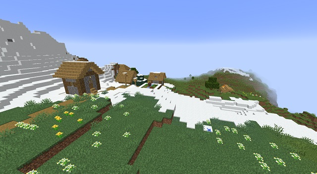 Flowering Village in Snowy Mountain