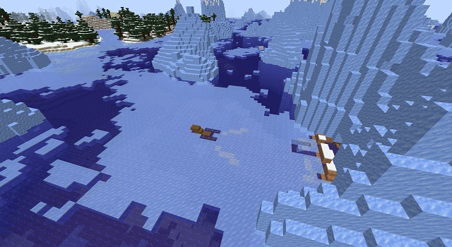 Glaciers at Spawn and Glitched Shipwreck