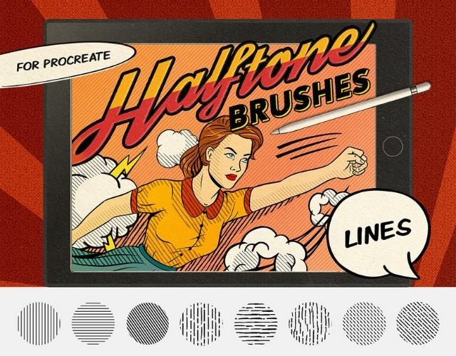 Halftone comic brushes