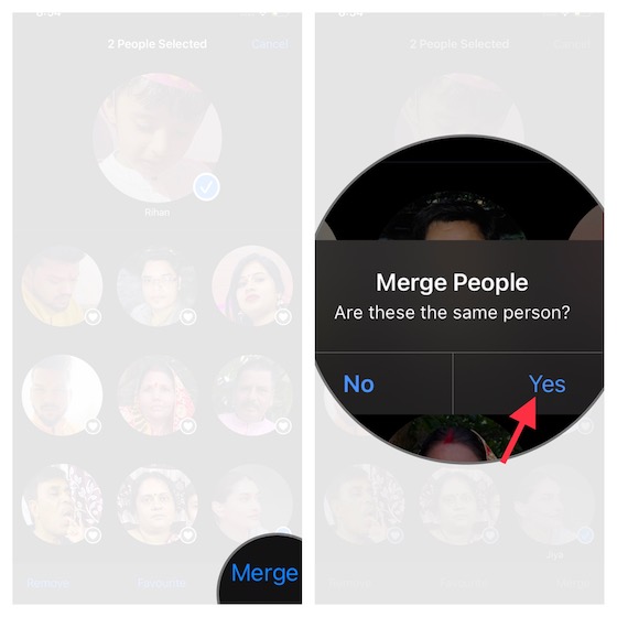 Merge People in People album on iOS 