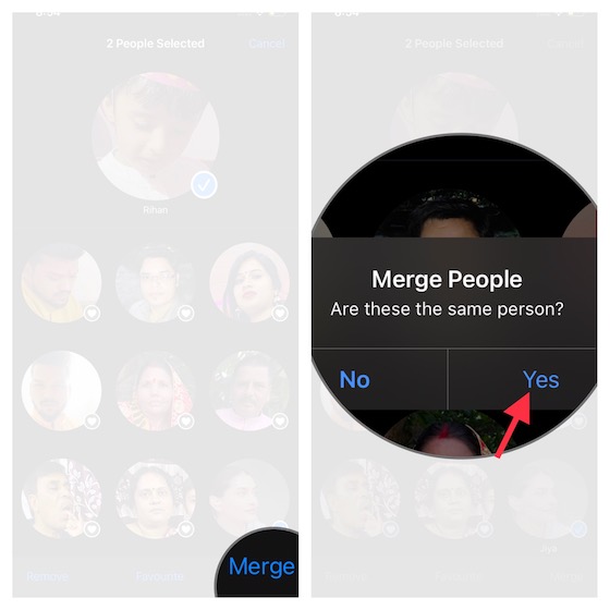 Fusionner Les Personnes Dans L'Album Personnes Sur Ios 