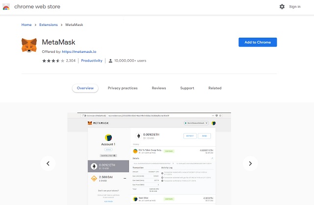 Metamask chrome extension