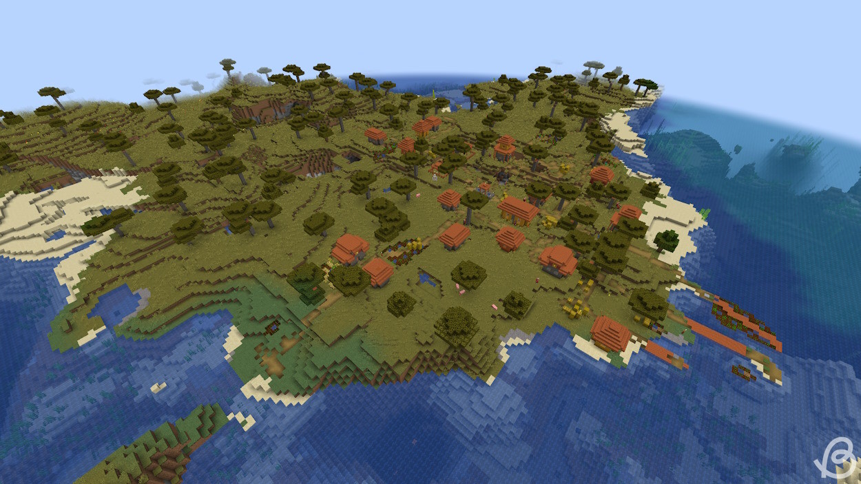 Savanna village on an island