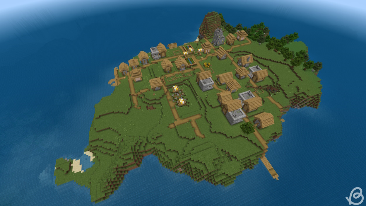 Seed with an island containing a village with five blacksmith houses is one of the best island seeds in Minecraft