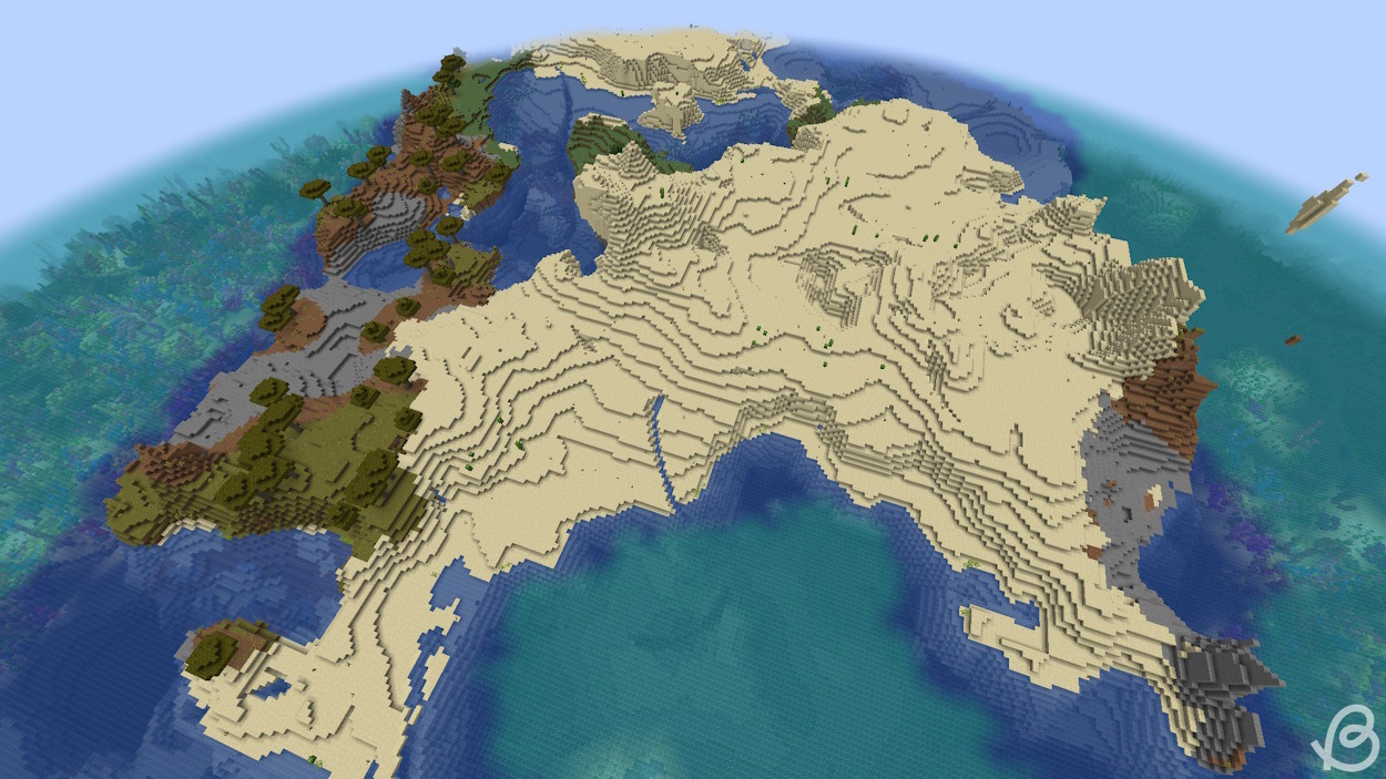 Desert island with a small patch of a savanna biome