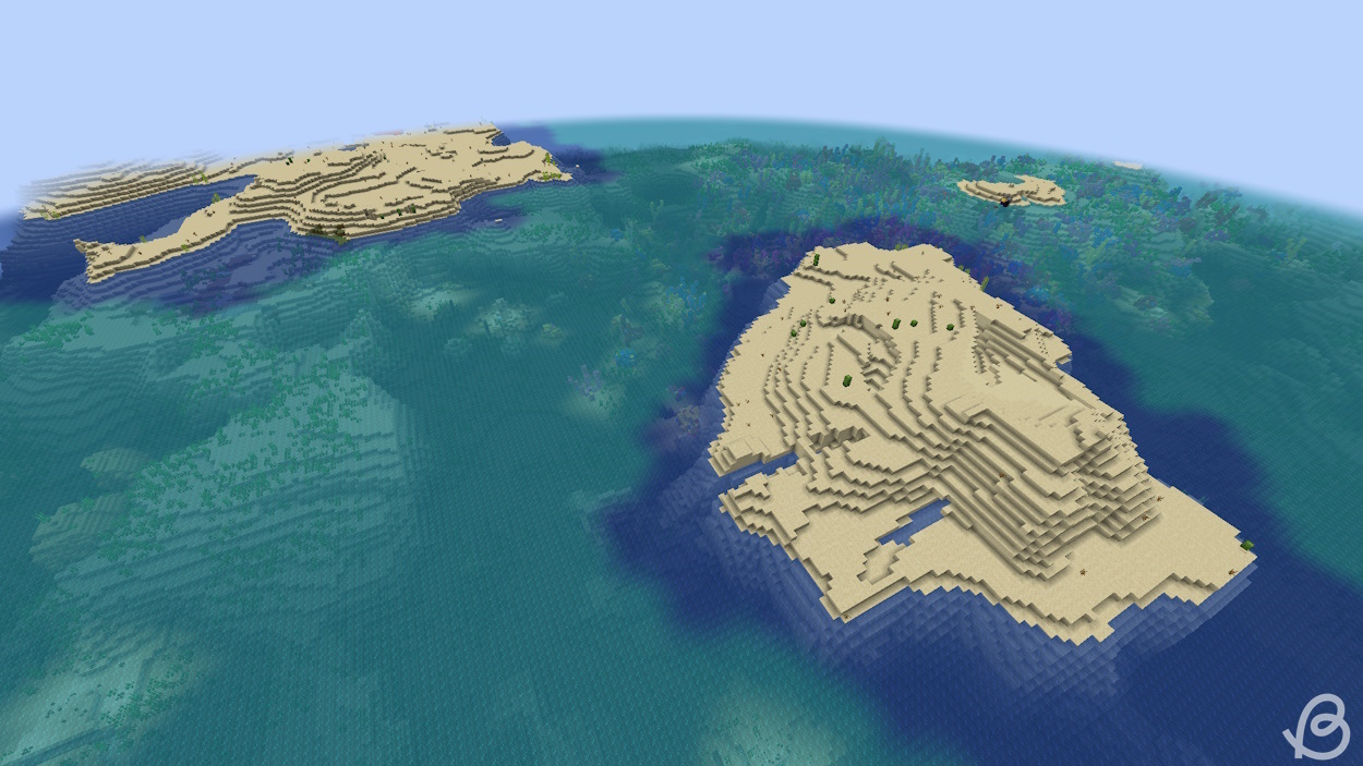 Couple of small desert islands in this Minecraft seed